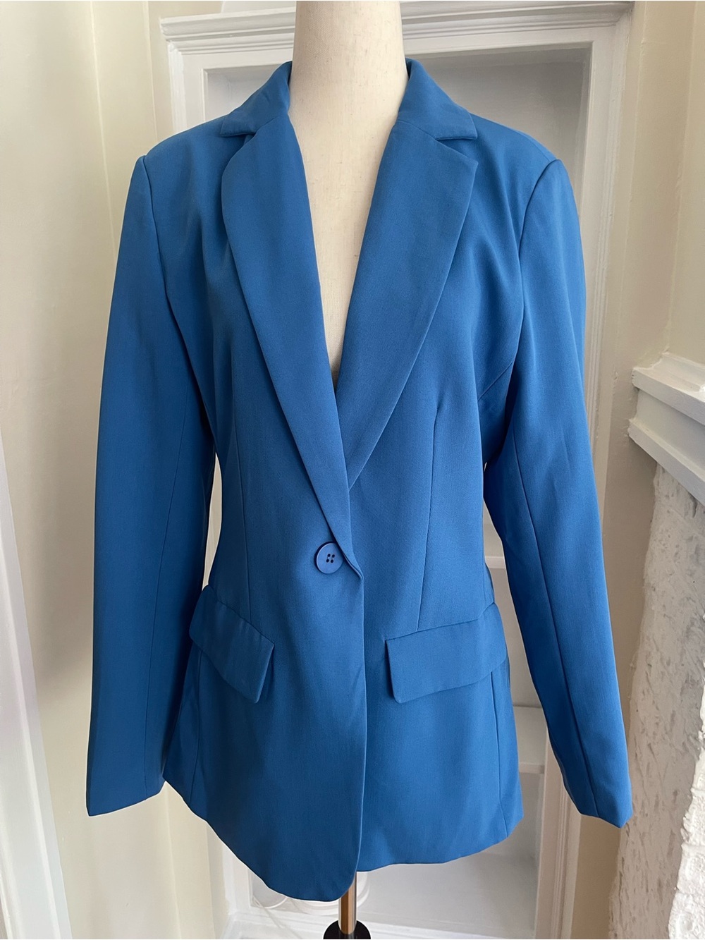 Structured Cobalt Blue Single-Button Blazer